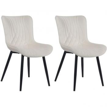 Duo de chaises de salle à manger en PVC crème avec design décoratif