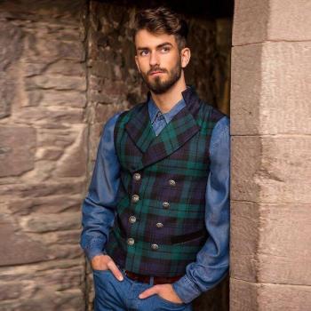 Casual Green Plaid Gilet for Men