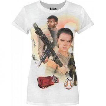 T-shirt Ladies Star Wars Force Awakens Héros Blanc