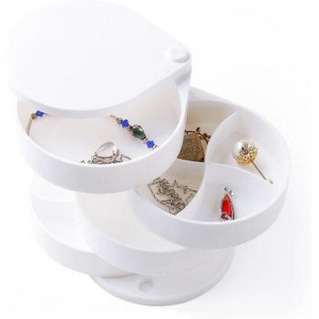 Earring & Accessory Spin Box – 4‑Level Rotary Holder