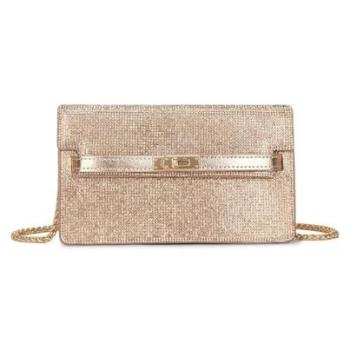 Crystalline Rose Gold Chain Strap Clutch by Love Lemonade – Women’s Edition