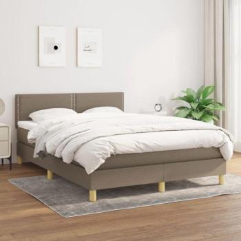 Sommier en bois à lattes 140 × 200 cm – Tissu taupe intégré