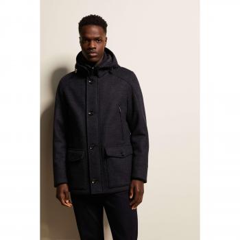 BUGATTI Langjacke in marine mit abnehmbarer Kapuze