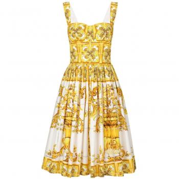 Majolica Yellow Bustier Midi Dress – XS