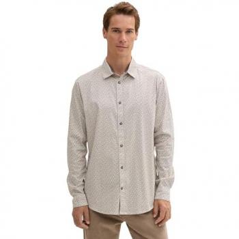 TOM TAILOR Herren Hemd Kurzarm Allover-Print Weiß Größe XL