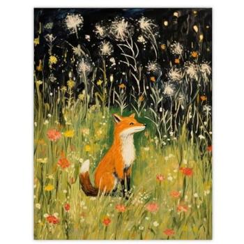 Meadow Fox Landscape – Extra Large Wall Print, 24”W x 32”H