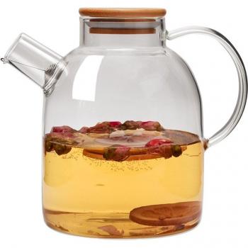 1800ml Glass Jug with Bamboo Lid and Filter
