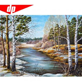 Diamant Borduurwerk Winterbos Volledige Ronde Strass 5D DIY Diamond Painting 20X30CM