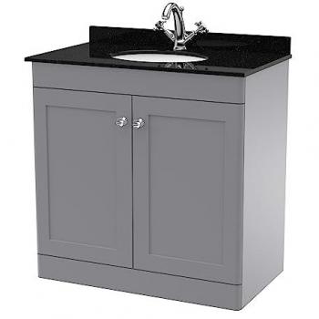 Classique Satin Grey 800mm Vanity Unit with Black Marble Top