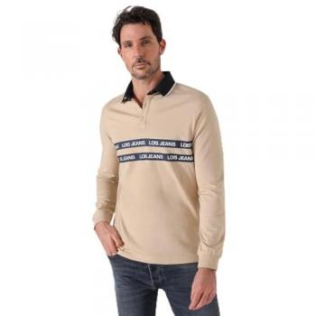 Polo Beige Uomo Lois Jeans Maniche Lunghe 2XL