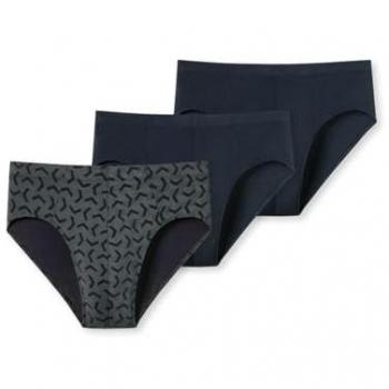 SCHIESSER Supermini 3er-Pack Herren Minislips aus Bio-Baumwolle 95/5 dunkelblau gemustert