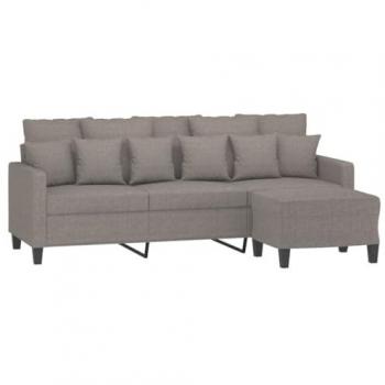 Divano a 3 posti con poggiapiedi 180 cm in tessuto taupe