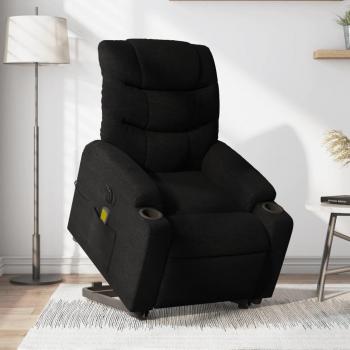 Sillón de masaje eléctrico reclinable elevable tela negro Vidaxl