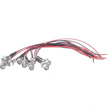Indicateur Lumineux LED 8mm – Série 10x, étanche, 12V, couleurs de fil