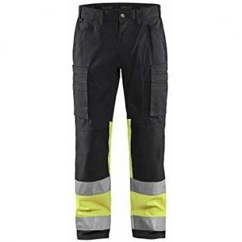 Pantaloni lavorativi visibilità elevata stretch M 1551 Nero / Giallo Fluorescente