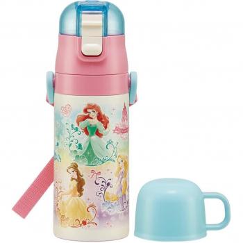 SkateBever 2‑Way Goud, 350 ml Roestvrij Staal Disney Prinsessen voor meisjes