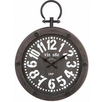 Pendule Vintage Atmosphera en Métal 24cm Noir et Blanc