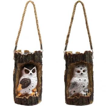 Solarlicht Eule im Baumstumpf