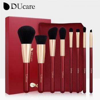 DUcare Set di Pennelli per Trucco + Borsa Ombretto – Rosso