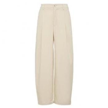 High‑Rise‑Cropped‑Twill‑Hose mit Barrel‑Leg und elastischem Bund