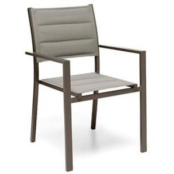GLOUPIE Alamos Outdoor Chair In Alluminio Marrone, Impilabile, 57×58×86 cm, Seduta in Textilene