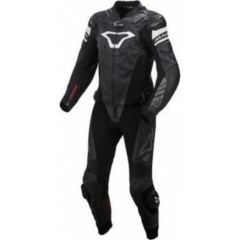 Macna Tracktix Damen Lederkombi 2-Teiler Motorrad Schwarz Weiß 42