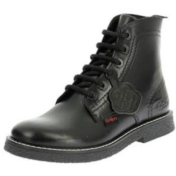Kickers Damen Schnürstiefelette aus Leder mit Blockabsatz in Schwarz, Größe 39