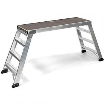 Plataforma de Trabajo Plegable de Aluminio y Madera 3 Peldaños 87 cm