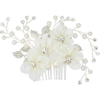 Accesorio de cabello nupcial con diseño de hoja y flor
