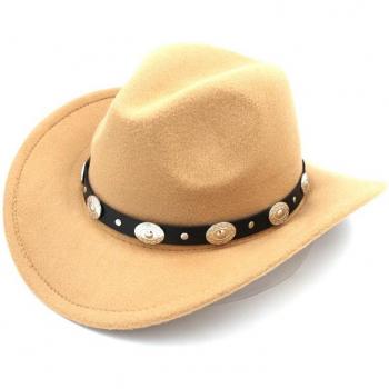Sombrero en Laine avec Bande en Cuir