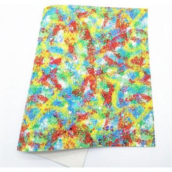 Rainbow Stripes Glitter Faux Leather Sheets 21x29CM Q792