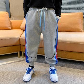 Kids' Casual Black and Grey Sport Pants, Cotton Trousers for Spring and Autumn, Ages 5-14