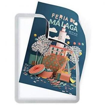 Marco porta anuncios tarifold magneto din a4 con 4 bandas magneticas en el dorso color plata pack de 2 unidades