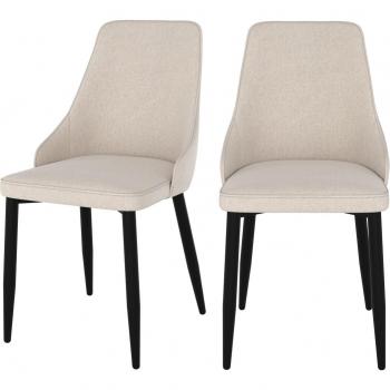 Pipo : Chaises Beiges en Tissu, Pieds Métalliques (x2)