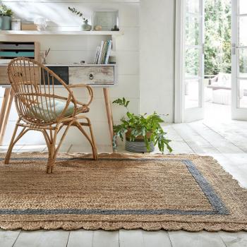 FLAIR RUGS Teppich Grace, rechteckig, 7 mm Höhe, 100% Jute, fußbodenheizungsgeeignet, mit Bordüre