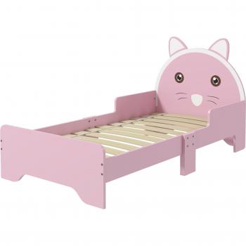 ZONEKIZ Pink Cat Design Toddler Bed for Kids, 143L x 74W x 72H cm