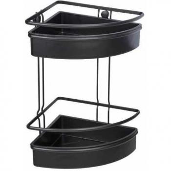 Étagère d'angle 2 niveaux noir Molinella inox H 35 cm