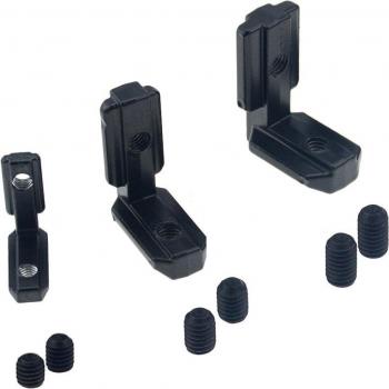Soporte angular negro con tornillos para perfil 3030/4040