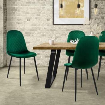ML-Design chaises de salle à manger, 4 pièces, velours vert foncé