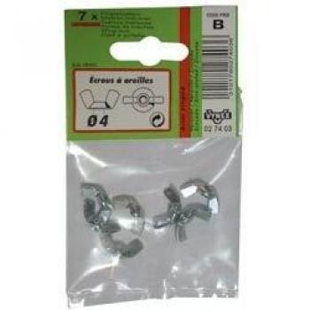 Écrou à oreilles D: 5 mm en acier zingué