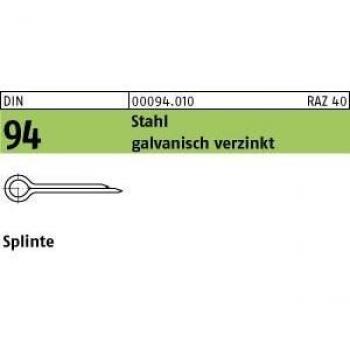 1000 Splinte DIN 94 Stahl 1 x 20 verzinkt