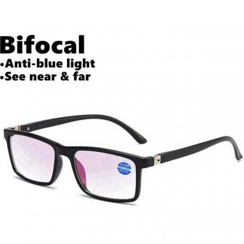 Lunettes presbytes avec monture carrée et protection contre la lumière bleue