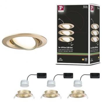 Pack de 3 Spots LED Encastrables Nova Coin 2700K Doré