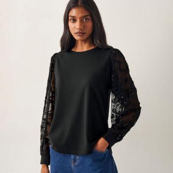 Blouse Monsoon Immy à manches transparentes XXL Noir