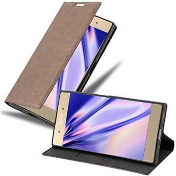 Velours Urbain – Casquette de protection ultra-élégante en simili-cuir brun pour Xperia XA1 Plus