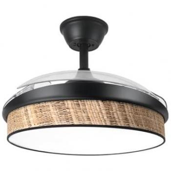 Ventilador DC Moda 72W Negro/Cañizo Oscuro 91D 3 Aspas 7200lm Control Remoto + Memoria + Temporizador