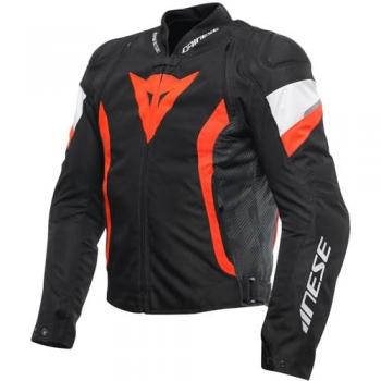 Dainese Avro 5 Giacca Tessile Moto Nero/Rosso Fluo/Bianco, Taglia 60