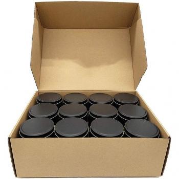 24 Piece Black Metal Candle Tins, 4 Oz for Candle Making