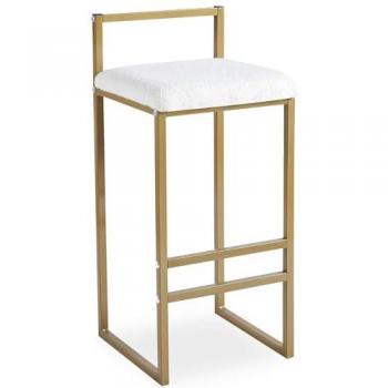 Tabouret de bar Drakkar en métal – assise bouclette crème