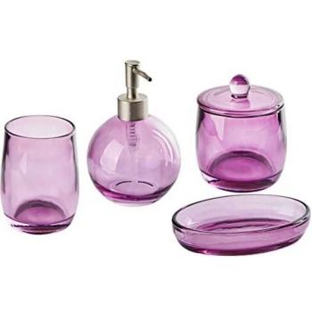 Set de 4 accesorios de baño de vidrio violeta Beliani Roana